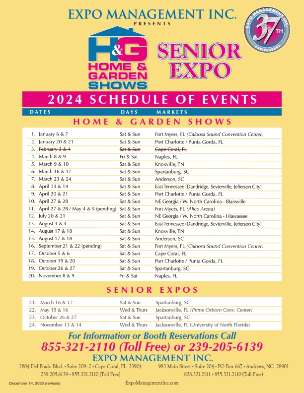 2023 Schedule of Events